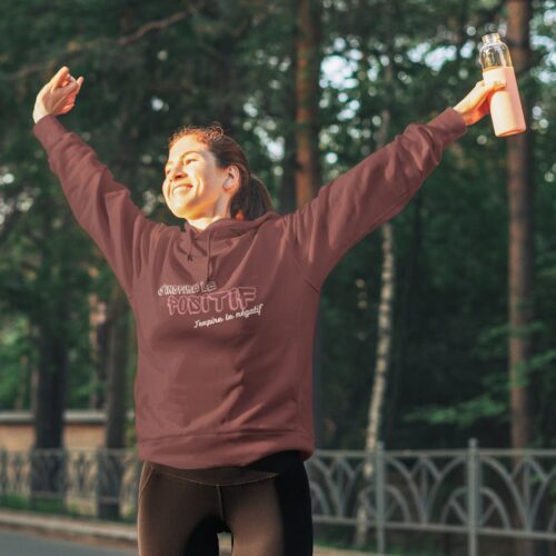 Sweat à capuche Bio femme "J'inspire le positif, j'expire le négatif" – Image 3