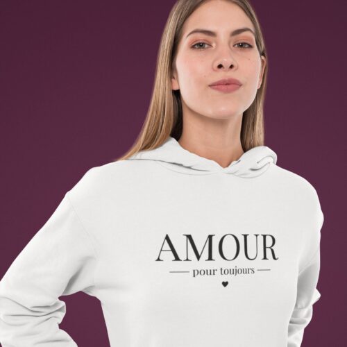 Sweat à capuche Bio femme "Amour pour toujours"