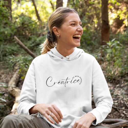 Sweat à capuche Bio femme "Créatrice de mon bonheur"