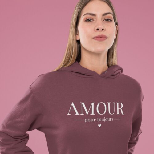 Sweat à capuche Bio femme "Amour pour toujours" – Image 3