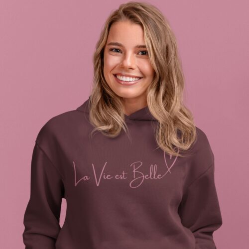 Sweat à capuche Bio femme "La vie est belle" – Image 3