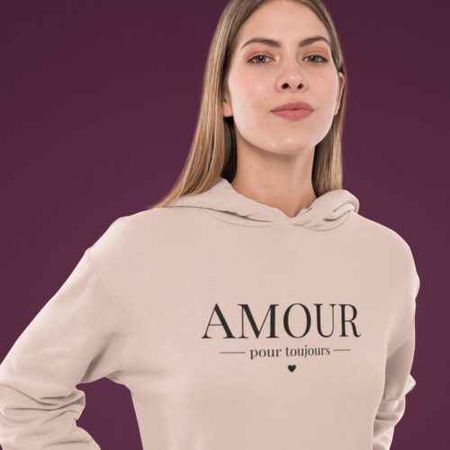 Sweat à capuche Bio femme "Amour pour toujours" – Image 2