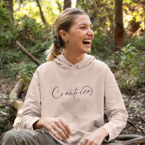 Sweat à capuche Bio femme "Créatrice de mon bonheur" – Image 2