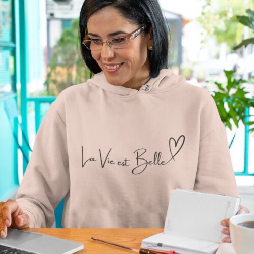 Sweat à capuche Bio femme "La vie est belle" – Image 2