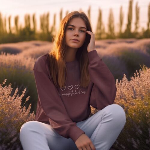 Sweatshirt Bio femme "Je mérite le bonheur" – Image 3