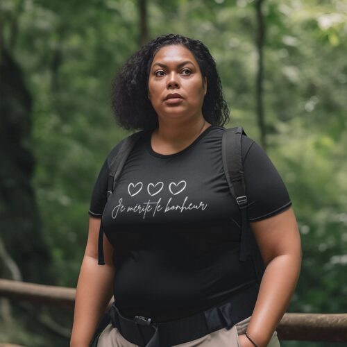 T-shirt Bio femme "Je mérite le bonheur" – Image 2